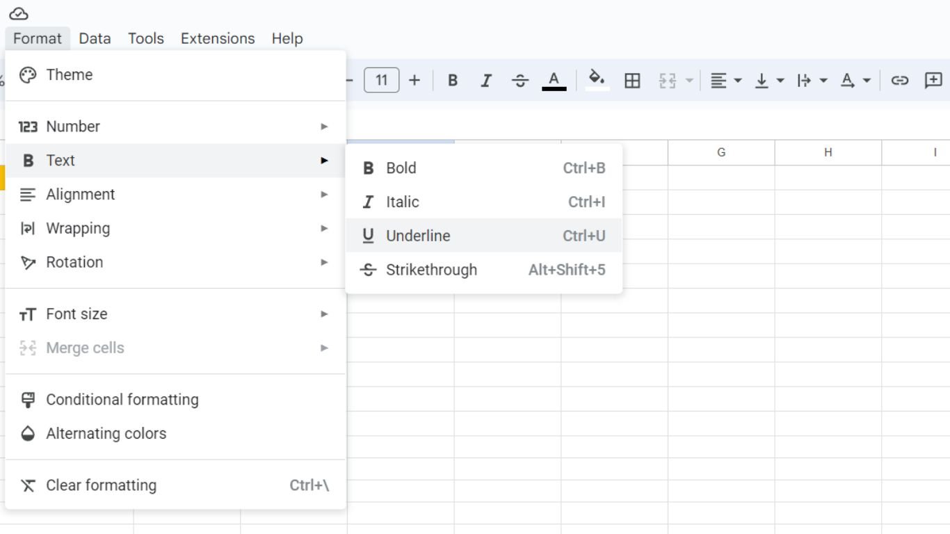 How To Underline Text In Google Sheets