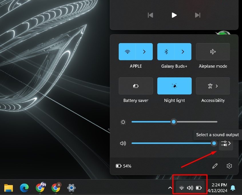 First step to change audio output in windows 11