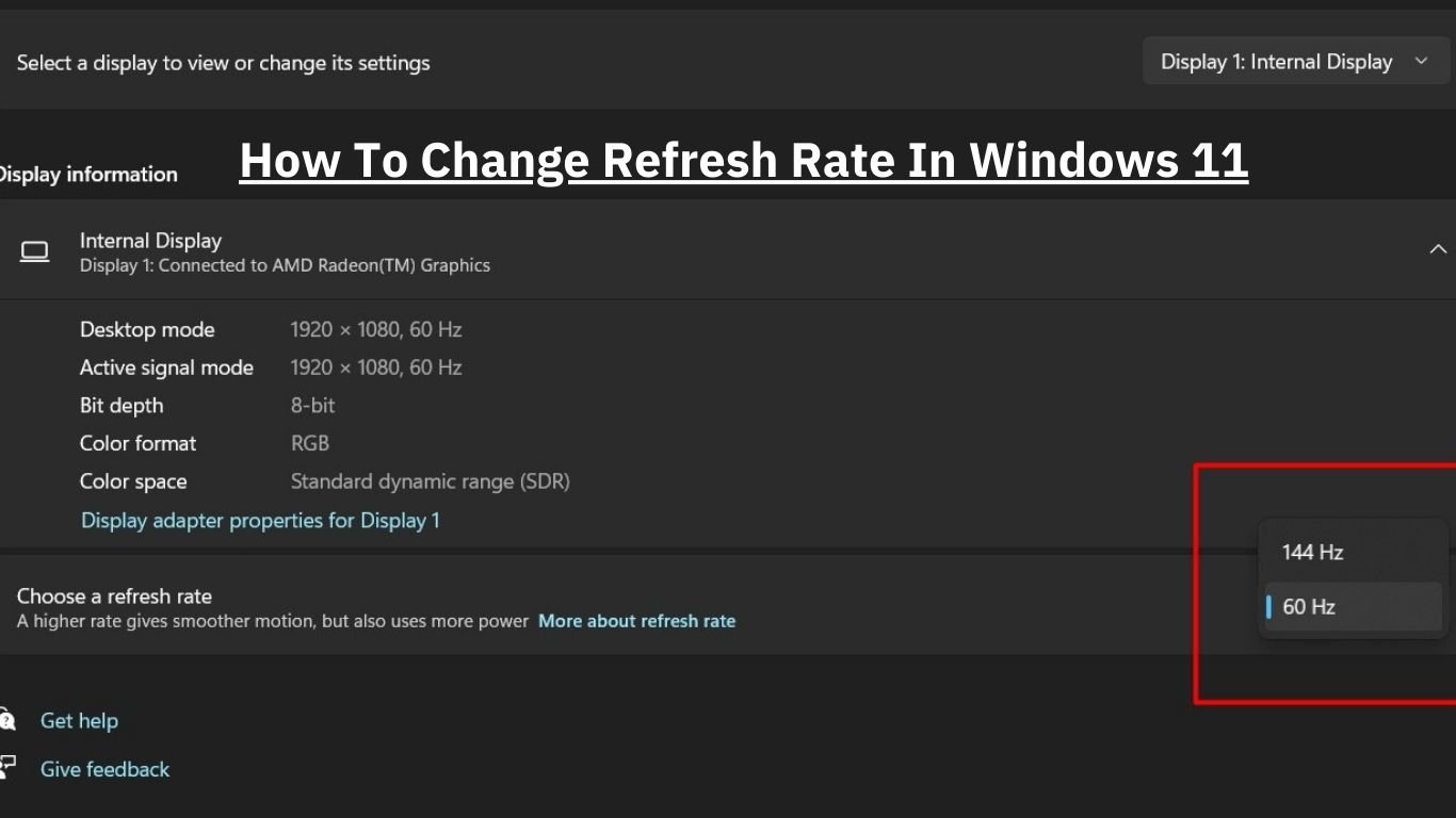 Change Display Refresh Rate In Windows 11