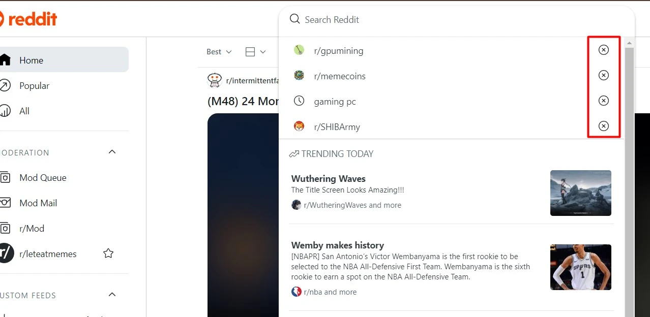 How to Delete Reddit Search History on Desktop