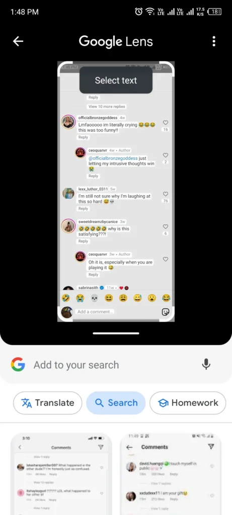 Copy Instagram Comments on Android